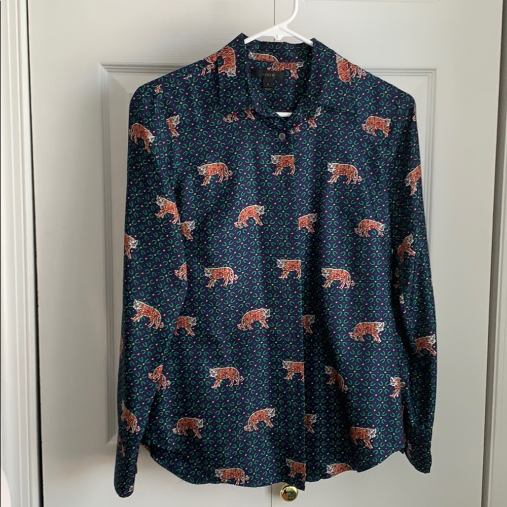 J.Crew silk tiger print shirt